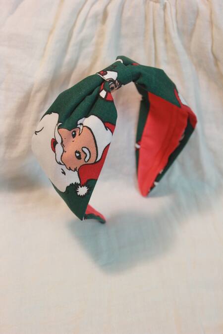 Shop_Choko_Green Santa Xmas Turban Headband_Online_at_Aza_Fashions