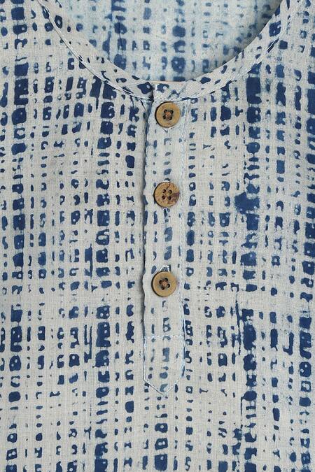 Buy_Charkhee_Blue Handloom Cotton Printed Night Suit Set