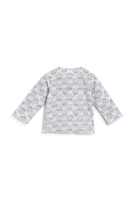 Buy_Charkhee_White Handloom Cotton Block Printed Night Suit