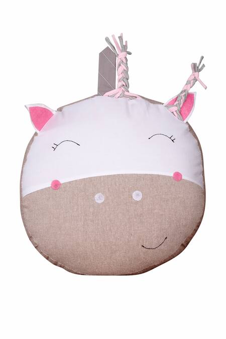 Shop_My Gift Booth_Beige Linen Unicorn And Dog Shaped Cushions - Set Of 3_Online_at_Aza_Fashions