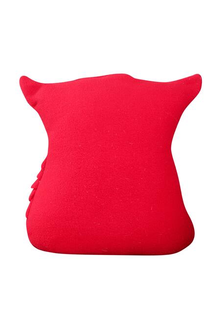 My Gift Booth_Red Fleece Owl Shape Cushion_Online_at_Aza_Fashions