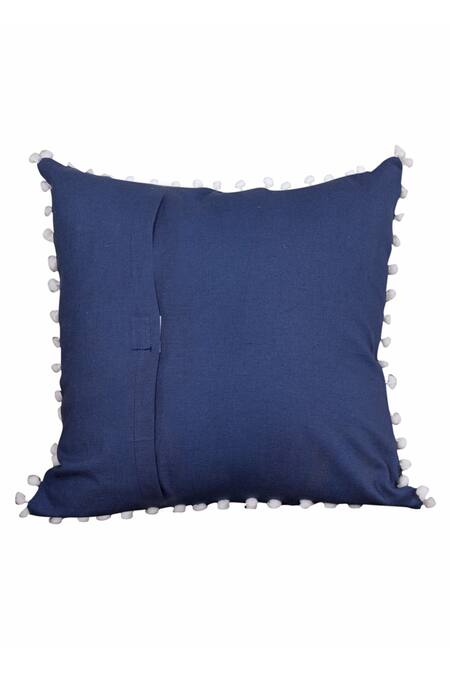 My Gift Booth_Blue Linen Square Shape Cushion_Online_at_Aza_Fashions