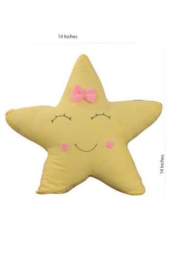 Buy_My Gift Booth_Yellow Cotton Star Cushion_Online_at_Aza_Fashions