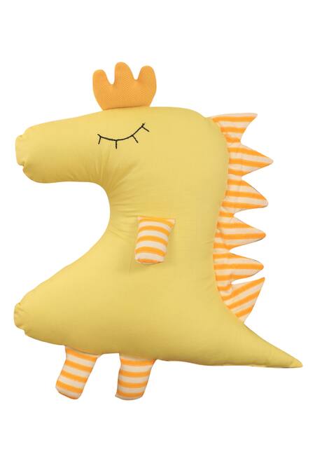 My Gift Booth_Yellow Cotton Dino Cushion_Online_at_Aza_Fashions