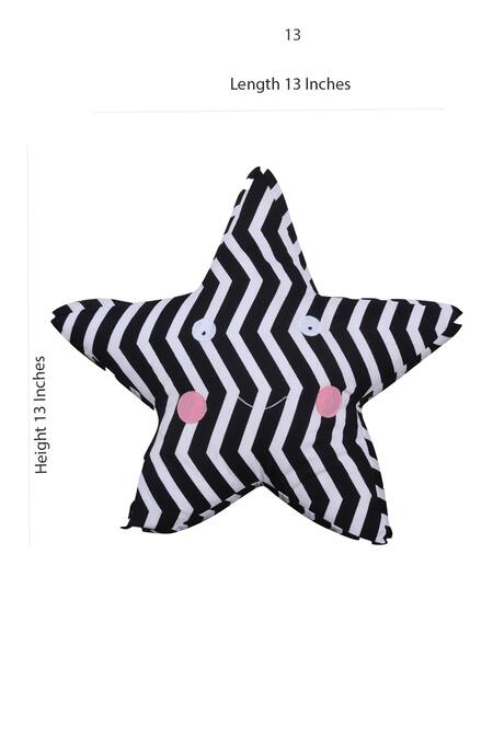 Buy_My Gift Booth_Black Cotton Zig Zag Star Shape Cushion_Online_at_Aza_Fashions