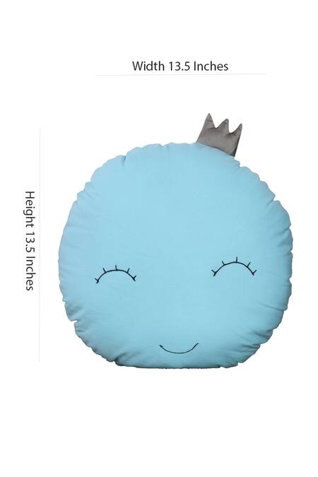 Buy_My Gift Booth_Green Cotton Round Moon Shape Cushion_Online_at_Aza_Fashions