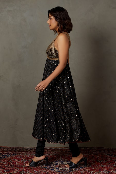 RI.Ritu Kumar Black Anarkali Silk Embroidered Aari Plunge V Neck Sohini Set Online at Aza Fashions RI.Ritu Kumar_Black Anarkali Silk Embroidered Aari Plunge V Neck Sohini Set _Online_at_Aza_Fashions