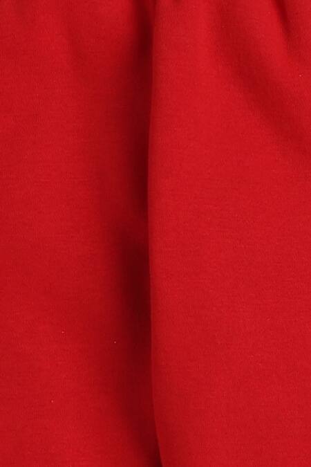 Buy Knitting Doodles Red Fleece Printed Cloud And Aeroplane Top & Joggers Set Buy_Knitting Doodles_Red Fleece Printed Cloud And Aeroplane Top & Joggers Set