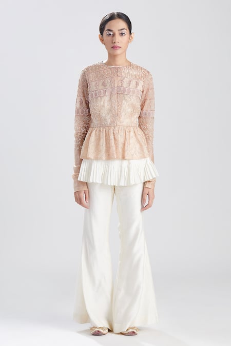 Buy Megha Bansal Pink Organza, Chanderi Zainaab Embroidered Jacket And Flared Pant Set Online at Aza Fashions Buy_Megha Bansal_Pink Organza, Chanderi Zainaab Embroidered Jacket And Flared Pant Set_Online_at_Aza_Fashions