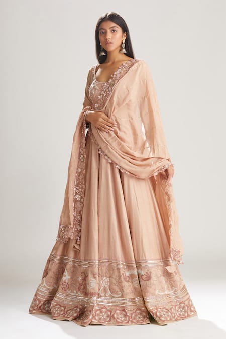 Megha Bansal Pink Churidar Cotton Silk, Dupatta Tara Floral Embroidered Anarkali Set Online at Aza Fashions Megha Bansal_Pink Churidar Cotton Silk, Dupatta Tara Floral Embroidered Anarkali Set _Online_at_Aza_Fashions