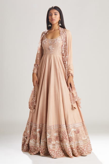 Buy Megha Bansal Pink Churidar Cotton Silk, Dupatta Tara Floral Embroidered Anarkali Set Online at Aza Fashions Buy_Megha Bansal_Pink Churidar Cotton Silk, Dupatta Tara Floral Embroidered Anarkali Set _Online_at_Aza_Fashions