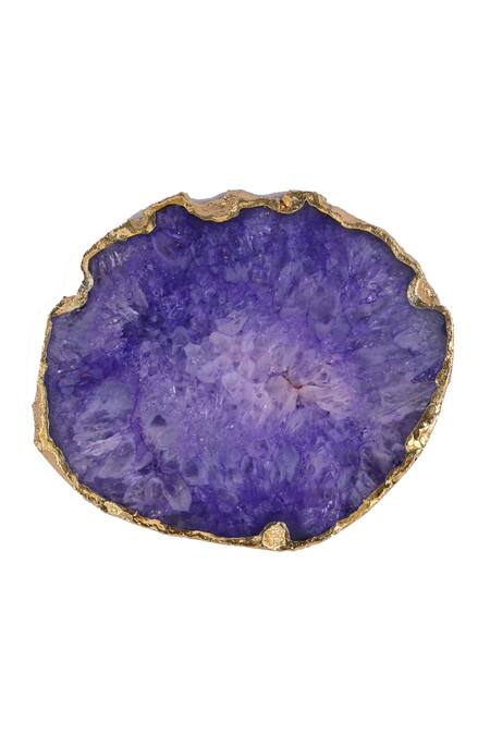 Cotton Indya_Blue Semi Precious Agate Stone Abstract Shaped Coasters - Set Of 4_Online_at_Aza_Fashions