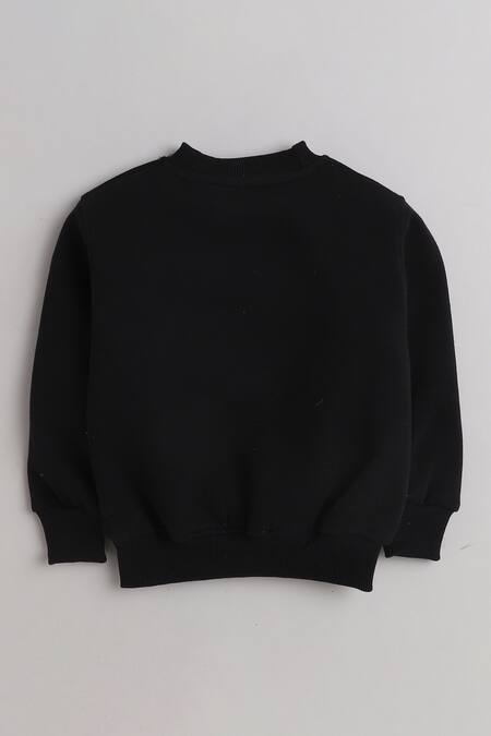 Knitting Doodles_Black Fleece Printed Super Cool Dude Top And Joggers Set_Online_at_Aza_Fashions