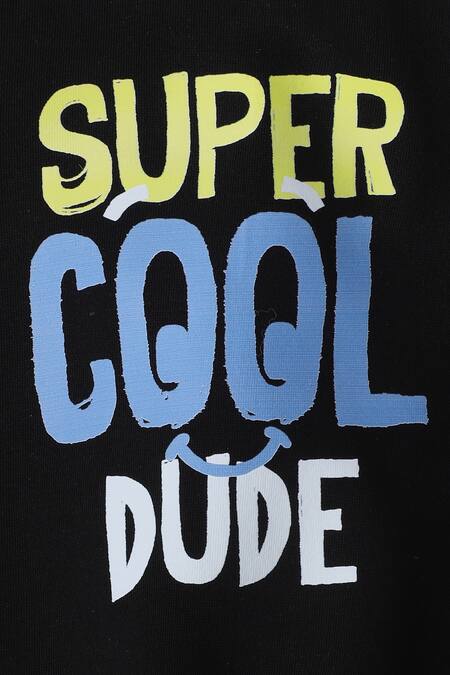 Buy_Knitting Doodles_Black Fleece Printed Super Cool Dude Top And Joggers Set_Online_at_Aza_Fashions