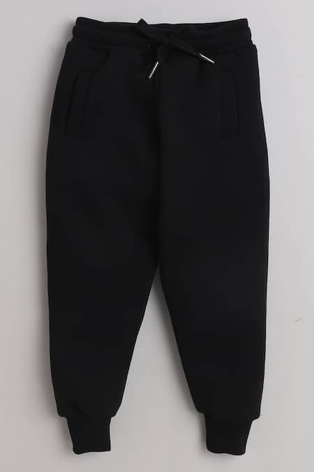 Shop_Knitting Doodles_Black Fleece Printed Super Cool Dude Top And Joggers Set_Online_at_Aza_Fashions