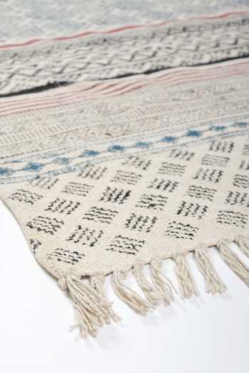 Buy_Orna_Multi Color Cotton Hand Block Print, Woven Geometric Rug_Online_at_Aza_Fashions