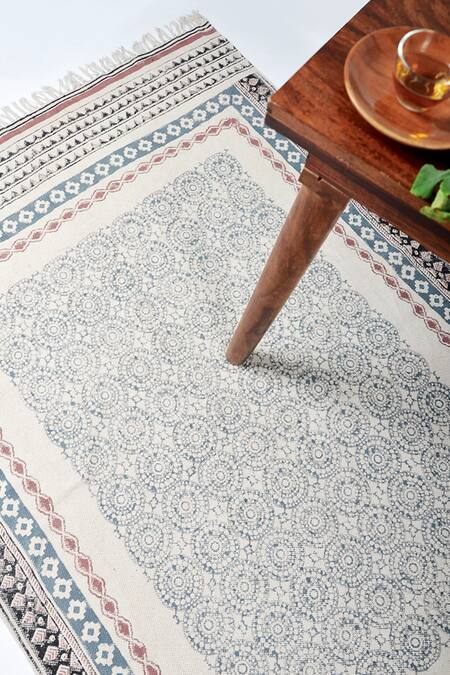 Orna Multi Color Cotton Hand Block Print, Woven Circle Rug Online at Aza Fashions Orna_Multi Color Cotton Hand Block Print, Woven Circle Rug_Online_at_Aza_Fashions