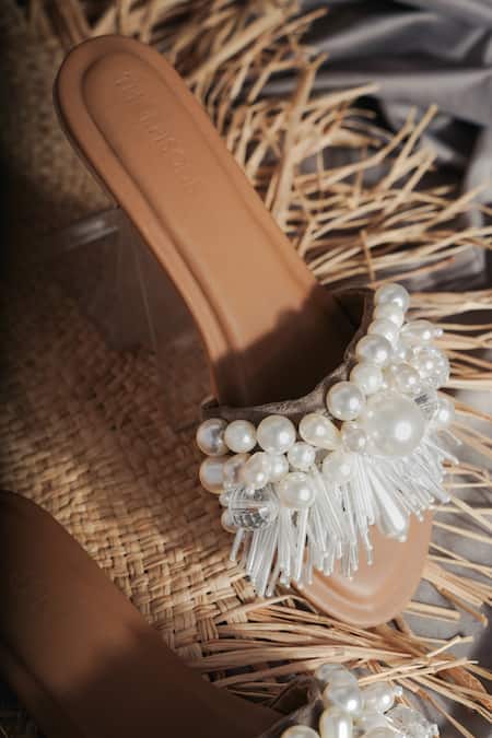 The Episode White Stones And Glass Pipes Fragile Forest Embellished Flats Online at Aza Fashions The Episode_White Stones And Glass Pipes Fragile Forest Embellished Flats _Online_at_Aza_Fashions