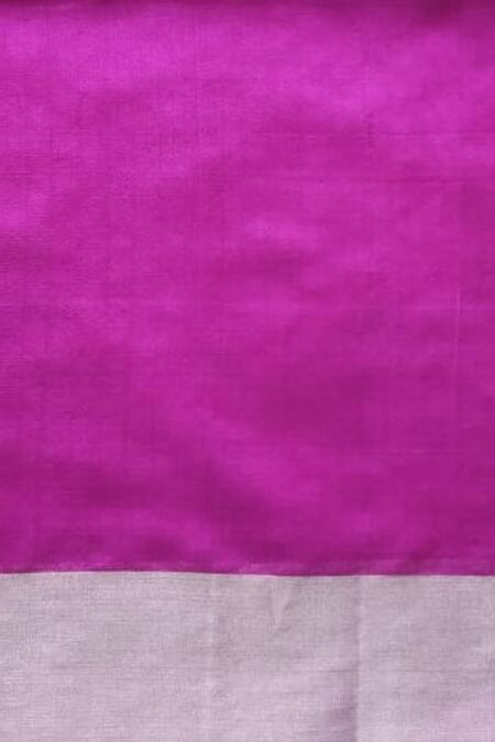 Mint N Oranges_Red Chanderi Silk Embroidery Floral Pattern Pure Saree _Online_at_Aza_Fashions