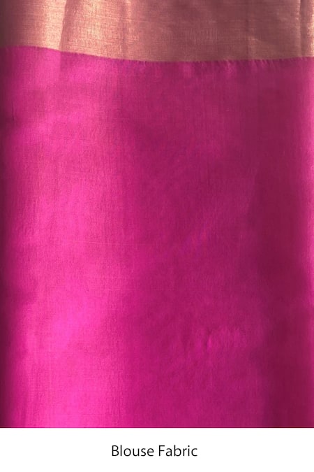 Mint N Oranges_Yellow Chanderi Silk Peacock Motif Woven Saree _Online_at_Aza_Fashions