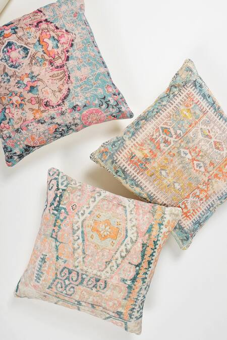 Orna_Multi Color Cotton Digital Print Hexagon Cushion Cover - Set Of 2_Online_at_Aza_Fashions