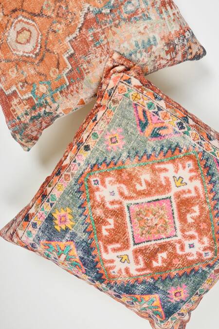 Shop_Orna_Multi Color Cotton Digital Print Diamond Cushion Cover - Set Of 2_Online_at_Aza_Fashions