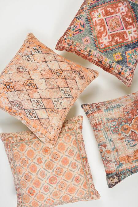 Shop_Orna_Multi Color Cotton Digital Print Checkered Cushion Cover - Set Of 2_Online_at_Aza_Fashions