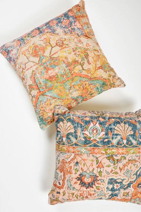 Buy_Orna_Multi Color Cotton Digital Print Garden Cushion Cover - Set Of 2_Online_at_Aza_Fashions
