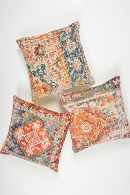 Orna Multi Color Cotton Digital Print Geometric Cushion Cover - Set Of 2 Online at Aza Fashions Orna_Multi Color Cotton Digital Print Geometric Cushion Cover - Set Of 2_Online_at_Aza_Fashions