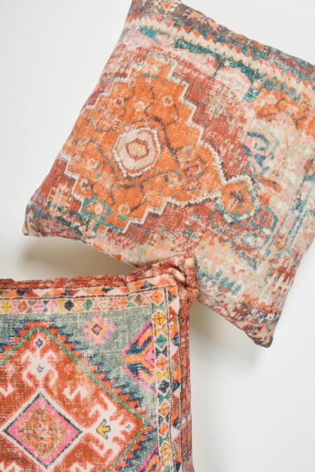 Shop Orna Multi Color Cotton Digital Print Geometric Cushion Cover - Set Of 2 Online at Aza Fashions Shop_Orna_Multi Color Cotton Digital Print Geometric Cushion Cover - Set Of 2_Online_at_Aza_Fashions