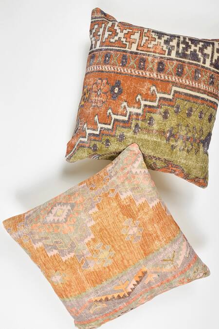 Orna_Multi Color Cotton Digital Print Tribal Cushion Cover - Set Of 2_Online_at_Aza_Fashions