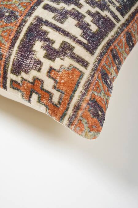 Orna_Multi Color Cotton Digital Print Geometric And Floral Cushion Cover - Set Of 2_Online_at_Aza_Fashions