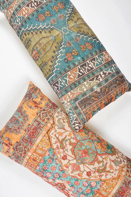 Shop_Orna_Multi Color Cotton Digital Print Geometric Pattern Cushion Cover - Set Of 2_Online_at_Aza_Fashions