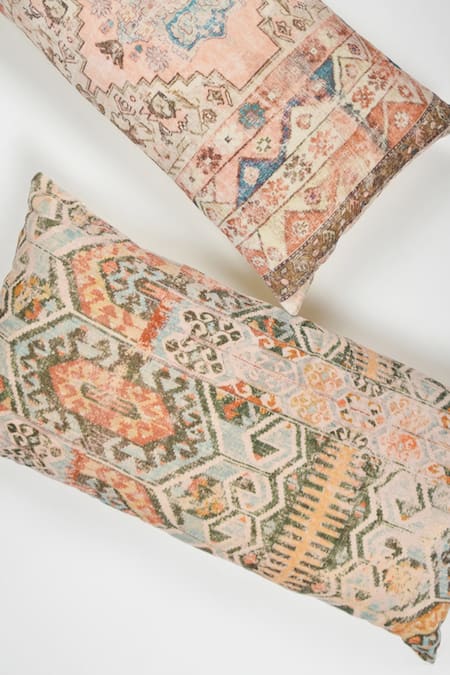 Buy_Orna_Multi Color Cotton Digital Print Hexagon Pattern Cushion Cover - Set Of 2_Online_at_Aza_Fashions