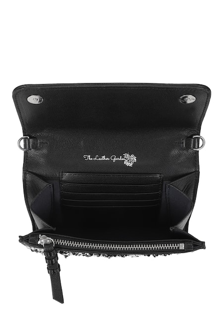 Shop_The Leather Garden_Black Cypress Leather Embellished Bag _Online_at_Aza_Fashions