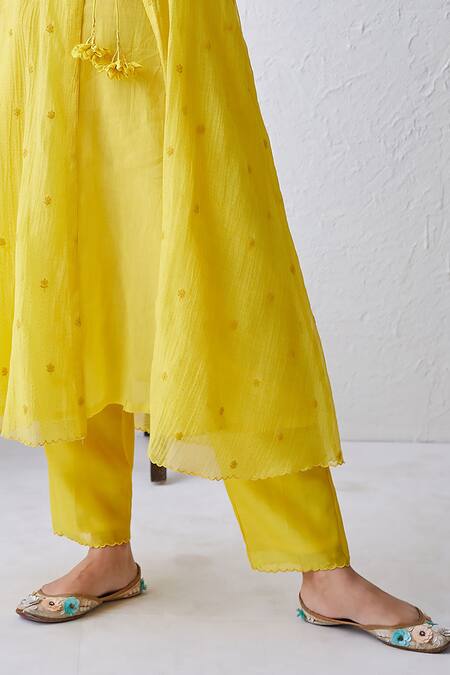 Yellow Rayon Embroidery Straight Kurta Online India