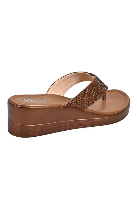 Buy_Vanilla Moon_Gold Crystals Collins Split Toe Wedges_Online_at_Aza_Fashions