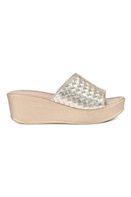 Vanilla Moon_Gold Metallic Woven Wedges_Online_at_Aza_Fashions
