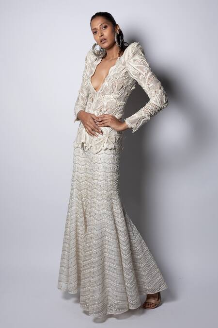Buy Ritika Mirchandani Ivory Net Embroidery Bead V Siriy Abstract Floral Kurta And Sharara Set Online at Aza Fashions Buy_Ritika Mirchandani_Ivory Net Embroidery Bead V Siriy Abstract Floral Kurta And Sharara Set _Online_at_Aza_Fashions