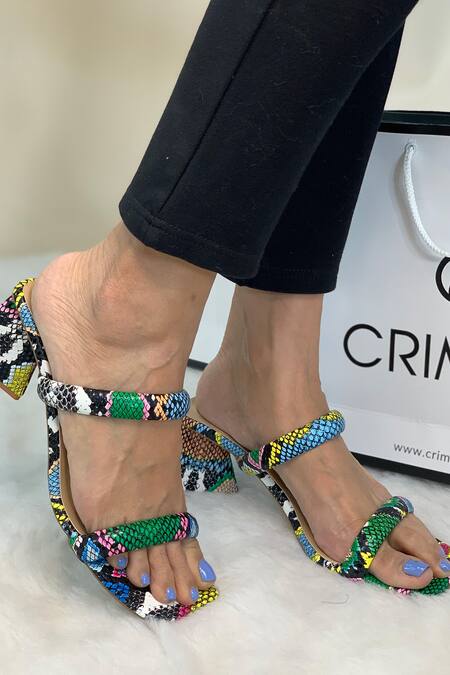 Shop_CRIMZON_Multi Color Pixie Animal Pattern Block Heels_Online_at_Aza_Fashions