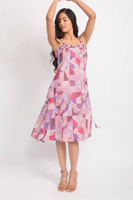 Aroop Shop India_Multi Color Chiffon Racerback Gaia Ruffle Strappy Dress _Online_at_Aza_Fashions