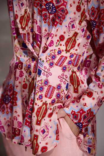 Buy_Betrue_Pink Satin, Silk Embroidery Collared Floral Print Shirt _Online_at_Aza_Fashions