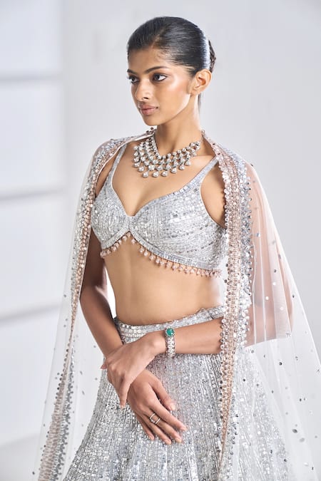 Amazon.com: Look Fashion Beautiful Women's Blue Lehenga with Gray Dupatta  Party wear, Wedding wear : Clothing, Shoes & Jewelry