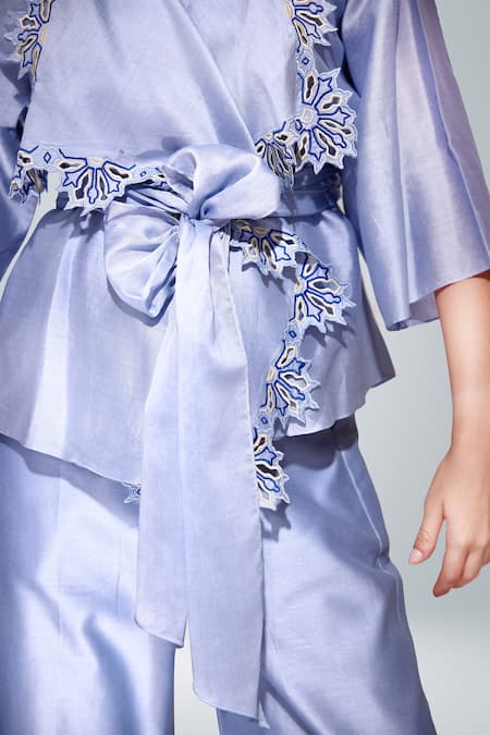 Shop_Betrue_Blue Embroidered Cape With Spaghetti Inner _Online_at_Aza_Fashions