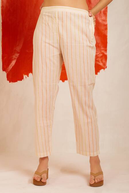 Buy Banana Labs White Cotton Collared Zesty Hand Block Striped Print Shirt And Pant Set Online at Aza Fashions Buy_Banana Labs_White Cotton Collared Zesty Hand Block Striped Print Shirt And Pant Set _Online_at_Aza_Fashions