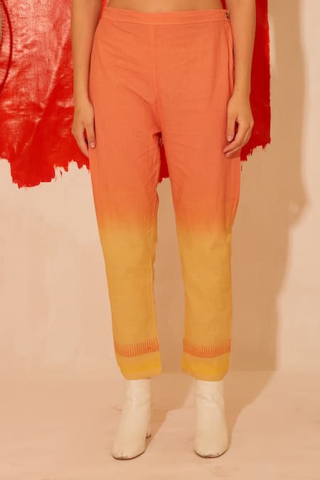 Buy Banana Labs Orange Cotton V-neck Bliss Hand Block Print Kaftan And Pant Set Online at Aza Fashions Buy_Banana Labs_Orange Cotton V-neck Bliss Hand Block Print Kaftan And Pant Set _Online_at_Aza_Fashions