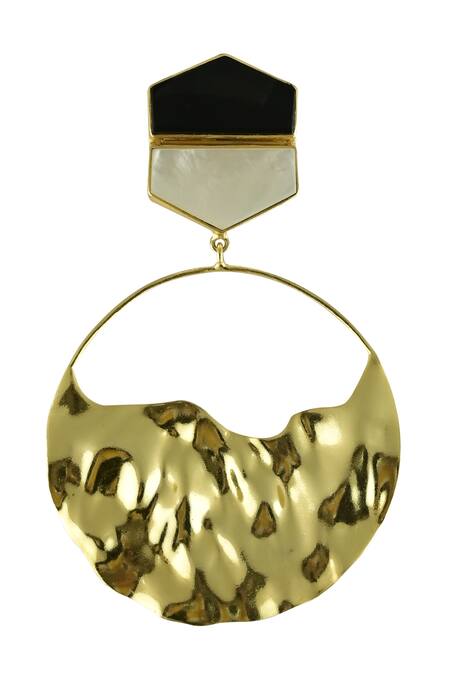 Varnika Arora_Black Stones Alize Circular Shape Earrings_Online_at_Aza_Fashions