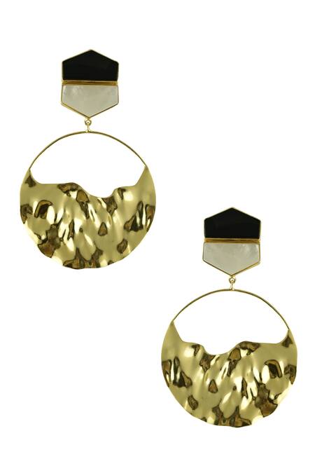 Buy_Varnika Arora_Black Stones Alize Circular Shape Earrings_Online_at_Aza_Fashions