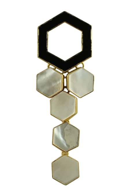 Varnika Arora_Enamel And Mother Of Pearl Evelyn Tiered Earrings _Online_at_Aza_Fashions