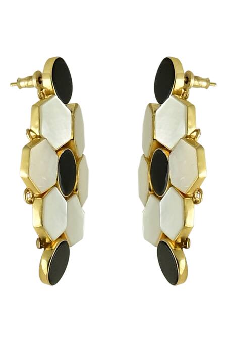 Buy_Varnika Arora_Black Inara Diamond Shaped Earrings _Online_at_Aza_Fashions